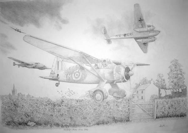 Renton landing his Lysander, Belgium May 14th 1940